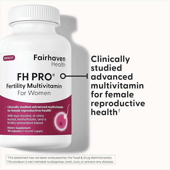 Fairhaven Health FH Pro for Women | Premium Fertility Supplement for Women | Cycle Regularity and Egg Quality for Her | Female Multivitamin for Conception Support | 180 Capsules | 1 Month Supply