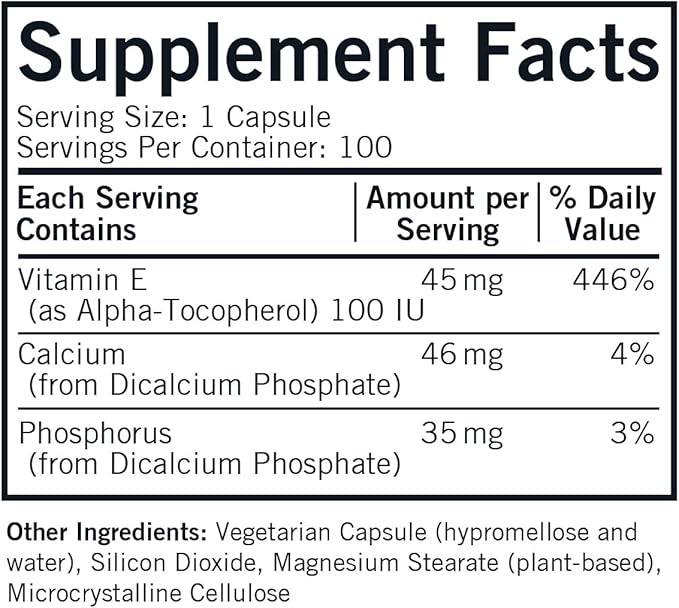 Kirkman Vitamin E 100 IU - Hypoallergenic || 100 Vegetarian Capsules || Supports Immune System || Gluten Free || Casein Free || Soy-Free