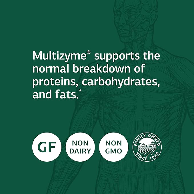 Standard Process Multizyme - Whole Food Pancreas Support, Pancreatin Digestive Enzymes, Digestive Health and Pancreatic Enzymes with Cellulase, Papain, Amylase, Lipase and More - 90 Capsules
