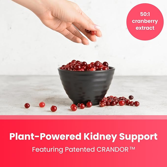 Kidney Cleanse Detox & Repair | 22-In-1 Kidney Health Supplement | Extra Strength 50:1 Cranberry Extract with Bioperine for Increased Absorption | Kidney & Urinary Tract Support & Flush Formula