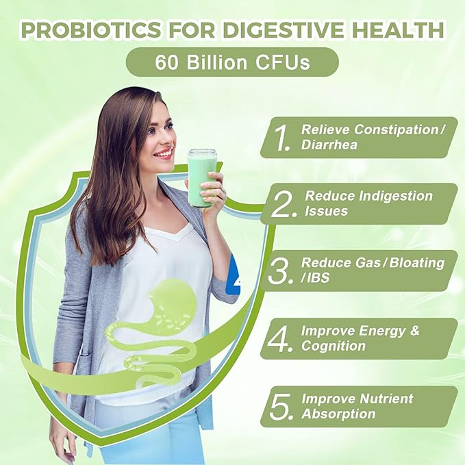 NATURE TARGET Probiotics for Women-Men-Kids Probiotic Powder 60 Billion CFUs 13 Strains - Prebiotics and Probiotics for Digestive Health, Shelf Stable, Non-GMO, Gluten Free 30 Packets