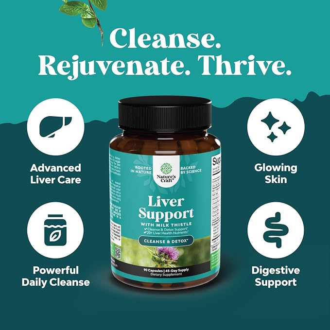 Liver Cleanse Detox & Repair Formula - Herbal Liver Support Supplement with Milk Thistle Turmeric Dandelion Root & Artichoke Extract for Liver Health - Silymarin Milk Thistle Liver Detox Capsules 90ct