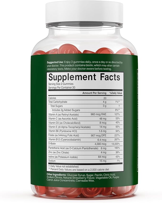 Embody Multivitamin Retinol Gummy - 180 Count, Strawberry Flavor - Vitamin A Supplement for Anti-Aging, Acne, and Clear Skin - Glowing and Youthful Hair, Skin and Nails - Biotin, Vitamin C