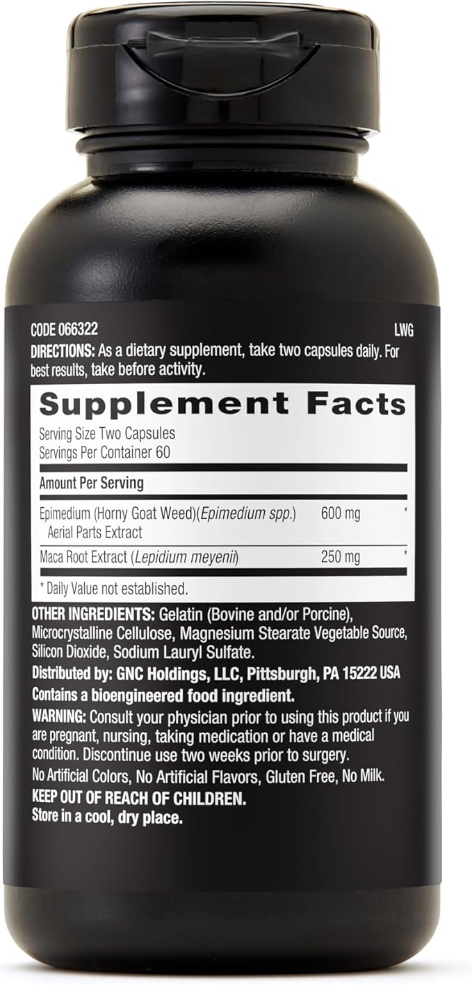GNC Men's Horny Goat Weed, 120 Capsules, Supports Sexual Health