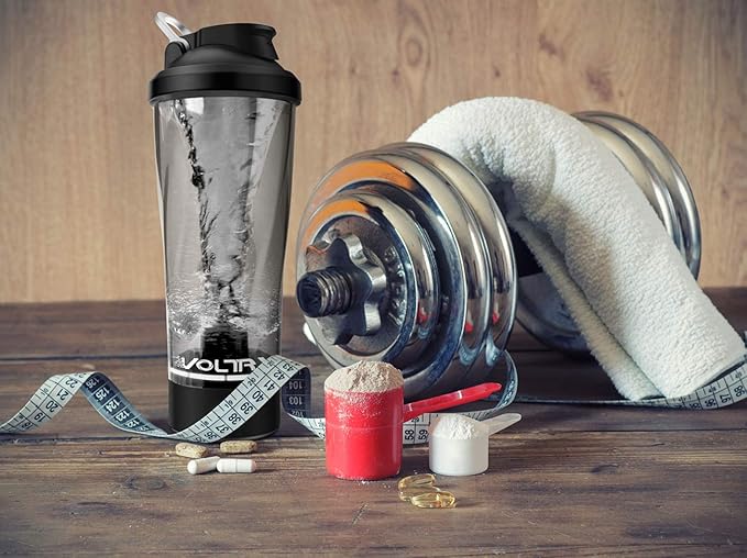 VOLTRX Premium Electric Protein Shaker Bottle, Made with Tritan - BPA Free - 24 oz Vortex Portable Mixer Cup/USB Rechargeable Shaker Cups for Protein Shakes