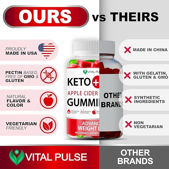 Keto ACV Gummies with Immune Support & Digestive Health - Natural, Non-GMO, Gluten-Free - USA Made