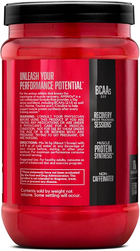 BSN Amino X Muscle Recovery & Endurance Powder with BCAAs, Intra Workout Support, 10 Grams of Amino Acids, Keto Friendly, Caffeine Free, Flavor: Blue Raz, 30 Servings (Packaging May Vary)