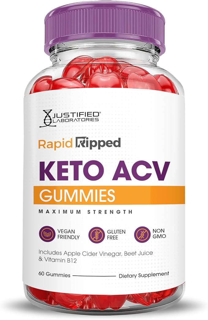 (3 Pack) Rapid Ripped Keto ACV Gummies Advanced Formula 1000MG Rapidripped Keto Gummies Apple Cider Vinegar Formulated with Pomegranate Beet Juice Powder B12 Vegan Non GMO 180 Gummys