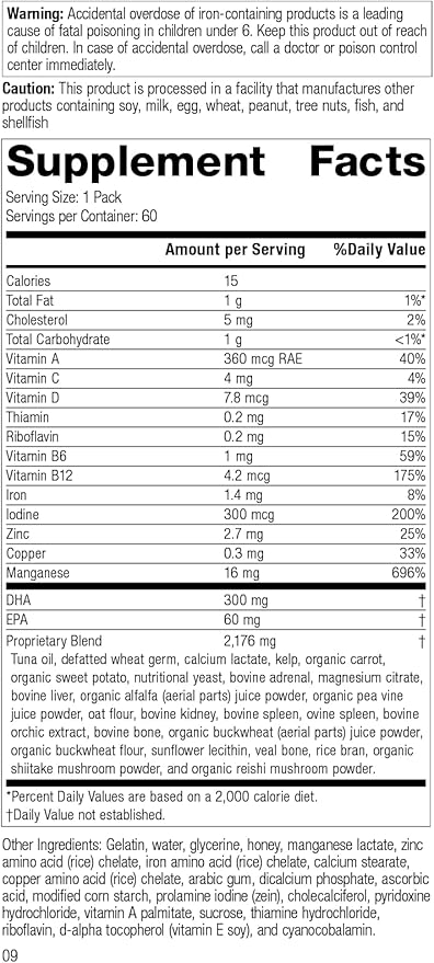 Standard Process General Health Daily Fundamentals - Maintain Optimal Health with Vitamin D, Zinc, Vitamin C, Iron, Vitamin B12, Vitamin A, Iodine, Copper, Vitamin B6, DHA, EPA - 60 Pack
