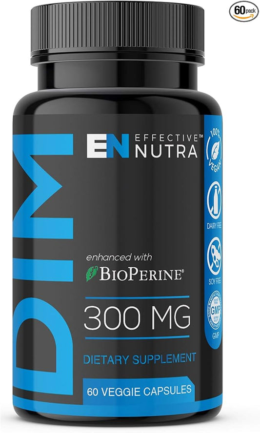 Dim Supplement 300mg Capsule - Extra Strength Diindolylmethane DIM + BioPerine - Estrogen Blocker for Men & Women - Estrogen Balance, Metabolism, Hormone, Menopause, Acne, PCOS