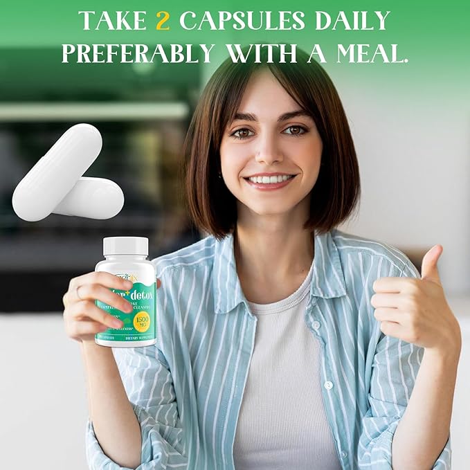 15-in-1 Detox Binder, Activated Charcoal, Zeolite & Bentonite Clay, Chlorella, 1500 MG Supplement Maximum Absorbent, Liver Gut Digestive Toxin Detox Cleanse, 270 Vegan Capsules