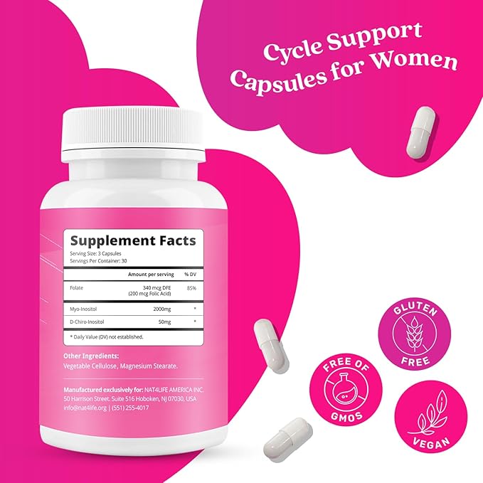 BeLive Myo-Inositol & D-Chiro Inositol Capsules - 90Ct I Inositol Supplement with Folic Acid Supplements for Woman, Optimal 40:1 Ratio (1)