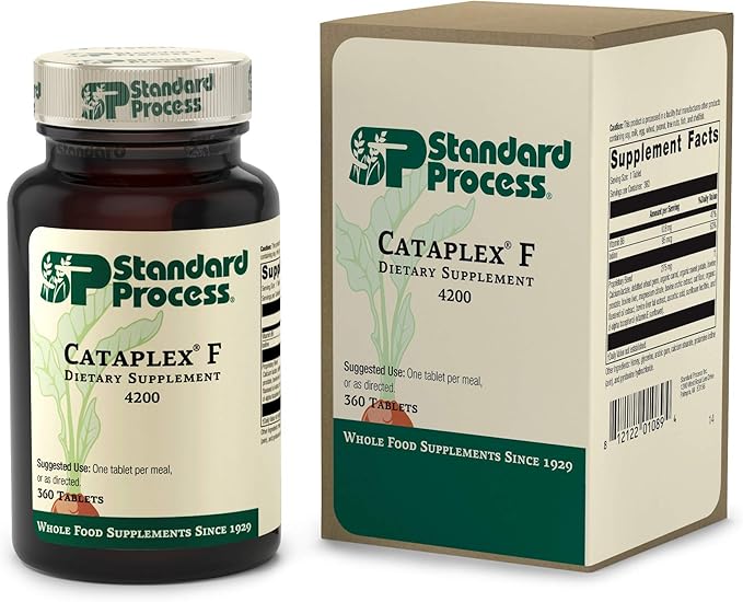 Standard Process Cataplex F - Whole Food Supplement, Thyroid Support, Metabolism, Skin Health, and Hair Health with Vitamin B6, Iodine, Flaxseed Oil - 360 Tablets