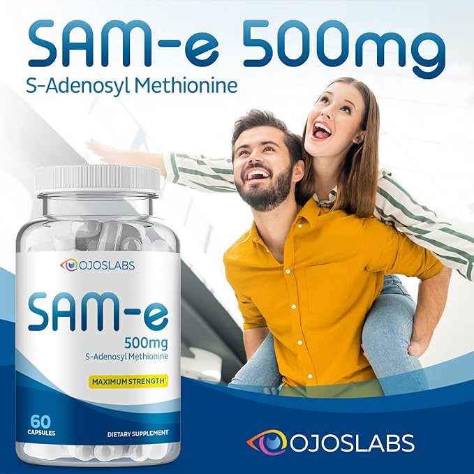 Sam e 500mg Methionine Supplement for Liver, Joint, Brain and Mood Support, High Absorption SAM-e (S Adenosyl Methionine), Vegan, Gluten Free,Non-GMO-USA Made, 60 Sam e Capsule (2 Pack)