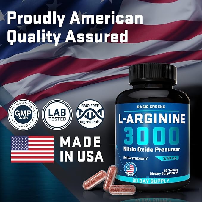 L Arginine 3,150mg (180 Capsules) - L-Arginine Supplement for Men and Women with Nitric Oxide Precursor, LArginine Supplement