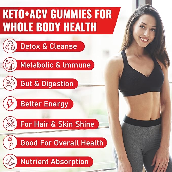 Apple Cider Vinegar Gummies, Keto ACV Gummies with Probiotics, Vitamin B12 & Keto Support, 2000 mg ACV Gummies with Mother for Digestion, Metabolism, Cleanse & Detox Diet, Vegan, Low Sugar, 60 Counts