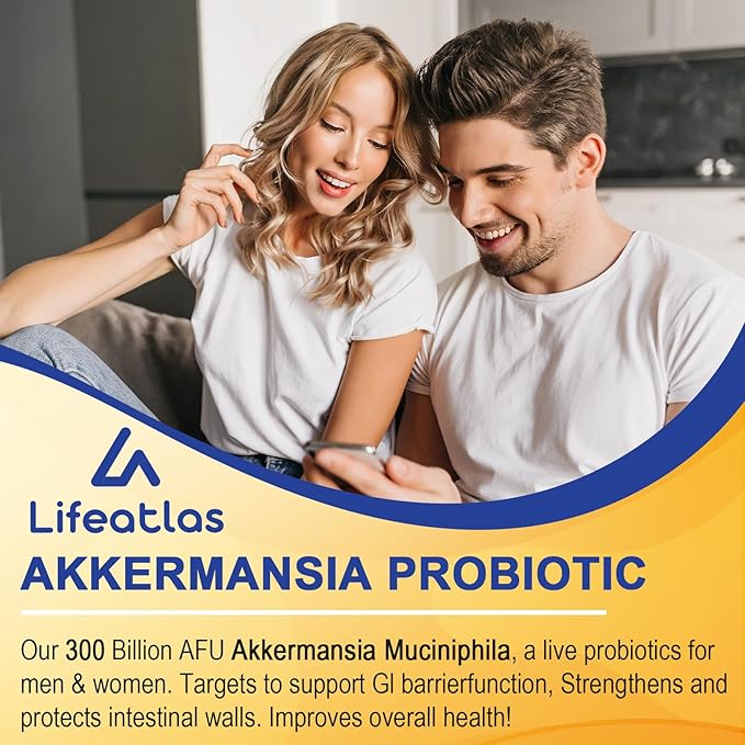 GLP-1 Supplement, 300 Billion AFU Akkermansia Probiotic - Live Akkermansia for GLP-1, Akkermansia Muciniphila for Women & Men, Enhances Gut Digestive Lining Function, Digestive, Gut, Immune, 120 Caps