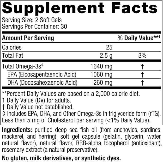 Nordic Naturals EPA Xtra, Lemon - 60 Soft Gels - 1640 mg Omega-3 - High-Intensity EPA Formula for Positive Mood, Heart Health & Healthy Immunity - Non-GMO - 30 Servings