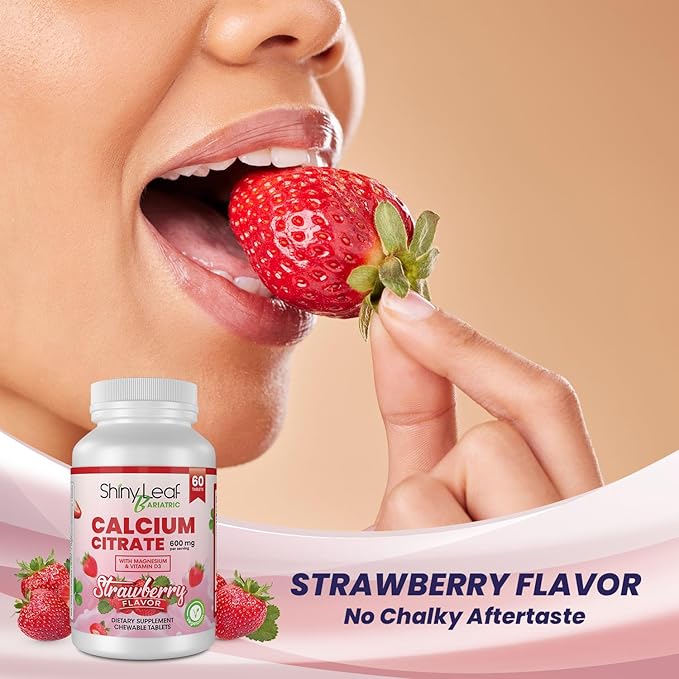 Bariatric Multivitamin Iron Free Capsules Calcium Citrate Chewable Strawberry Flavor - for Post Bariatric Surgery Including Gastric Bypass and Sleeve (30 Days)