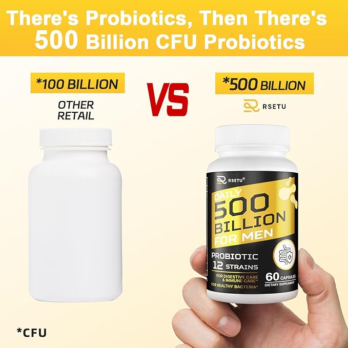 Probiotics for Men, 500 Billion CFU 12 Strains Mens Probiotic with Turmeric Cranberry & Goji, Gut Health for Men, Probiotics for Men Digestive Health, Bloating, Immune & Overall Health, 120-Day Supply