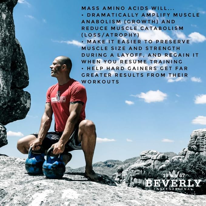 Beverly International Mass Amino Acids, 500 Tabs. Use Pre-Post Workout, with Meals, Essential for Muscle Recovery and Repair. Complete Amino Acid Profile