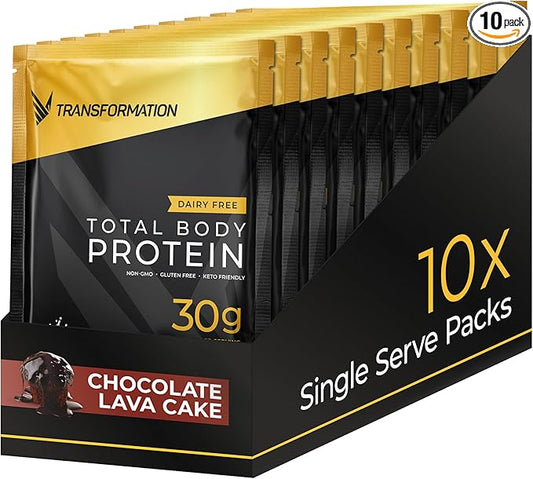 Transformation Protein Super Blend | Egg White, Collagen Peptides, and Plant Protein | 15 Billion CFU Probiotics | Digestive Enzymes | MCT Oil | Low Carb Shake for Men & Women | Chocolate, 10 pack