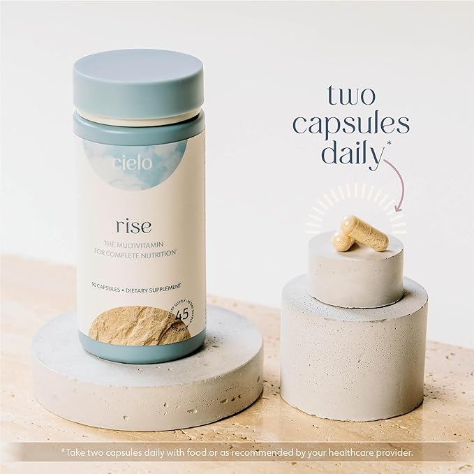 Cielo Rise Multivitamin for Women and Men - Vitamin A, C, D3, E K2, & More - Magnesium Glycinate, Citrate, and Malate for Digestive Support - Complete Daily Nutrition (45 Day Supply)
