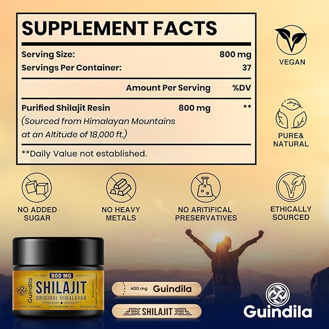 800mg Shilajit Supplement - Shilajit Pure Himalayan Organic Shilajit Resin with Maximum Potency, Original from Himalayan with 85+ Trace Minerals & Fulvic Acid for Focus & Energy, Immunity, 30 Grams
