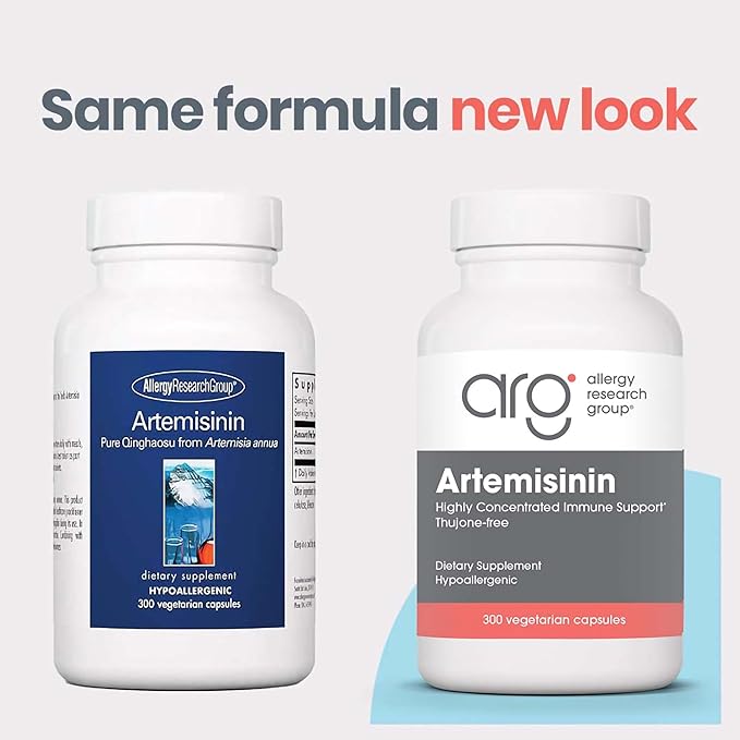 Allergy Research Group Artemisinin Supplement - GI Tract Support, Pure Qinghaosu from Artemisia annua, Thujone-Free, Hypoallergenic, Vegetarian Capsules - 300 Count