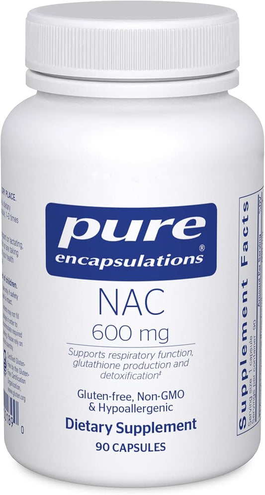 Pure Encapsulations NAC 600 mg - NAC Supplement for Lung Health & Immune Support, Liver Support & Antioxidants* - with Freeform N-Acetyl-L-Cysteine - 90 Capsules
