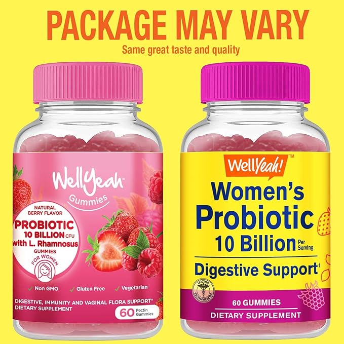 Probiotics for Women Gummies (2 Pack) - 10 Billion CFU - for Digestive Support, Gut Health, and Feminine Health Support -Berry Flavor - Vegan, Delayed Release Womens Probiotic - 60 Gummies