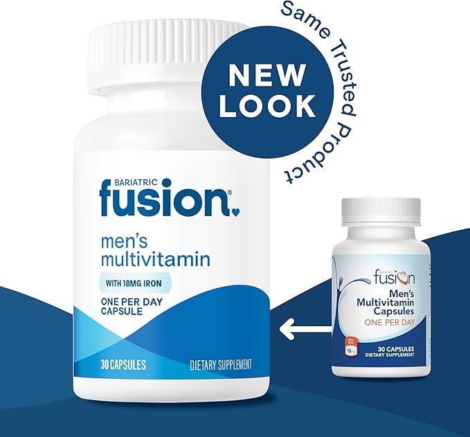 Bariatric Fusion One Per Day Bariatric Multivitamin with Iron for Men | with Prostate and Heart Support Vitamins* | Gastric Bypass and Sleeve Gastrectomy | 30 Capsules | 1 Month Supply