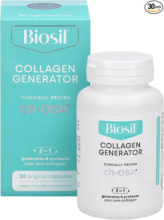 Biosil Collagen Generator - 30 Original Capsules - with Patented ch-OSA Complex - Generates & Protects Your Own Collagen - GMO Free - 15-Day Supply