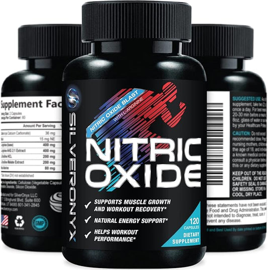 Extra Strength Nitric Oxide Supplement L Arginine 3X Strength - Citrulline Malate, AAKG, Beta Alanine - Premium Muscle Supporting Nitric Booster for Strength & Energy to Train Harder - 120 Capsules