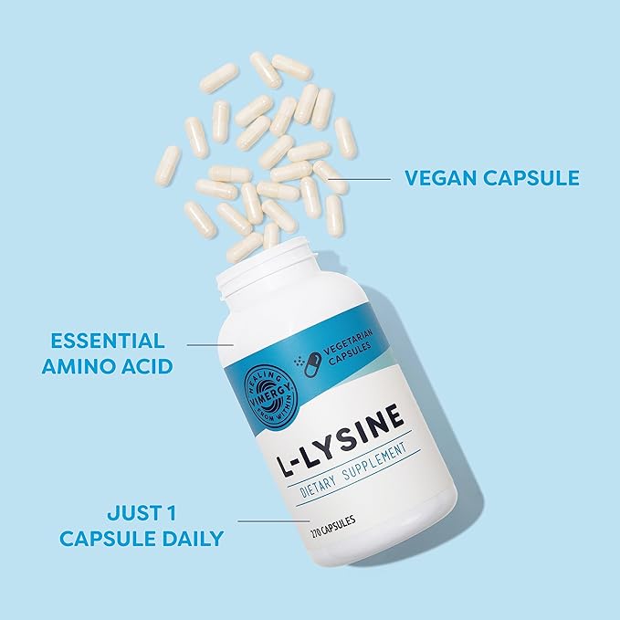 Vimergy L-Lysine – Promotes Healthy Skin, Hair, Nails & Joints* – Supports Healthy Metabolism* – Vegan, Non-GMO & Gluten-Free – 270 Capsules