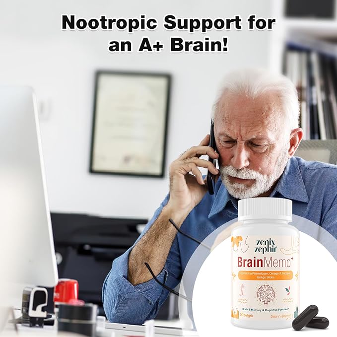 Memory Focus Supplement - Brain Support with Omega-3, Bacopa and Plasmalogens for Enhanced Cognitive Function - Concentration and Memory - Non-GMO, 120 Softgels