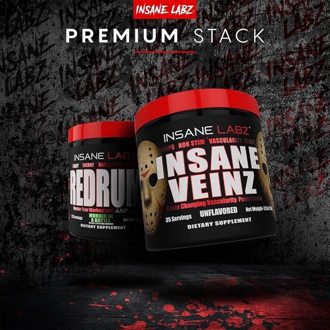 Insane Labz Insane Veinz Non Stimulant NO Enhancing Powder, Nitric Oxide Booster, Loaded with Agmatine Sulfate and Betaine Anhydrous, Increase Vascularity, 35 Srvgs