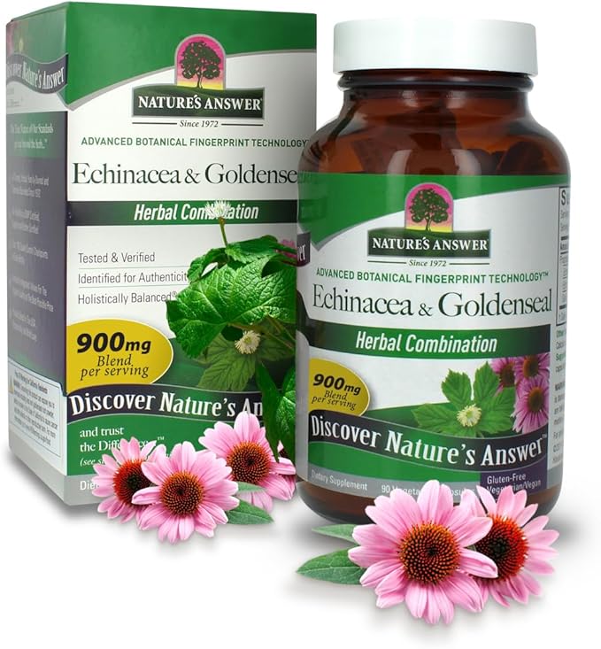 Nature's Answer Echinacea & Goldenseal | Dietary Supplement | Supports a Healthy Immune System | Non-GMO & Kosher Certified | Vegetarian/Vegan Capsules 90ct