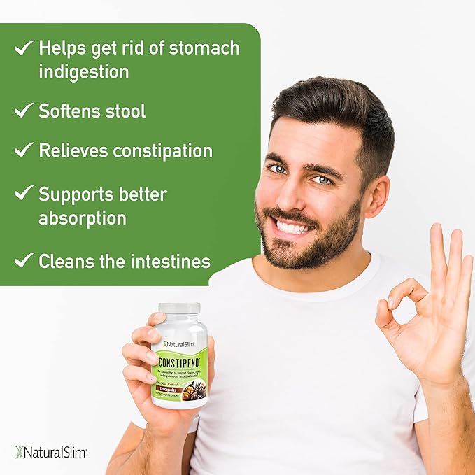 NaturalSlim Constipend - Laxative for Constipation Relief, Colon Regulation, Stool Softener with Olive Extract - 120 Capsules (2 Pack)