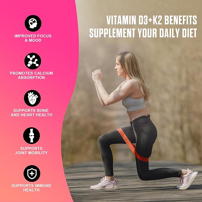 Vitamin D3 + K2 Sugar Free Gummies, 10000 IU Vitamin D3 + 250 mcg Vitamin K2, Supports Bone & Heart Health for Adults, Promotes Calcium Absorption & Immune Health, Non-GMO, 120Gummies