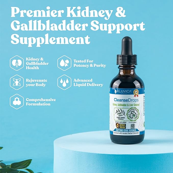 Rejuvica Health Cleanse Drops - Advanced Kidney & Gallbladder Cleanse Support Supplement - Liquid Delivery for Better Absorption - Chanca Piedra Used in Amazonian Rainforest