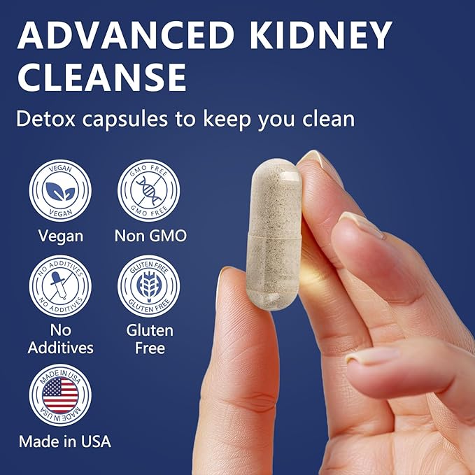 Kidney Cleanse Detox & Repair Capsules, Chanca Piedra & Cranberry Pills for Kidney Support Supplement Extra Strength with Kidney Stones Dissolver, Urinary Tract Health for Woman, 23 in 1, 120 Counts