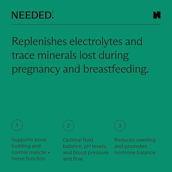 Needed. Hydration Support with Electrolytes & Trace Minerals – Electrolytes for Pregnancy & During Lactation - 30 Hydration Packets Lightly Sweetened with Real Fruit, Grapefruit
