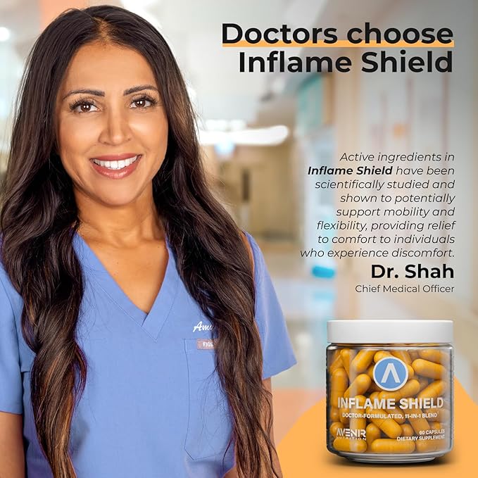 Inflame Shield | Turmeric Supplement for Inflammation Support with Ginger, Bioperine, & Bromelain | Advanced Formula for Joint Support | 60 Capsules for Men and Women