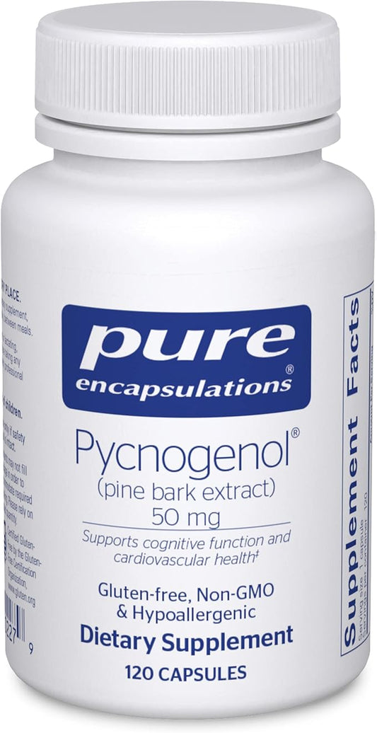 Pure Encapsulations Pycnogenol (Pine Bark Extract) 50 mg | Hypoallergenic Supplement to Support Cognitive Function and Cardiovascular Health | 120 Capsules