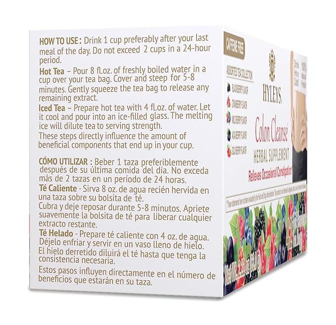 Hyleys Colon Cleanse Tea Assorted Flavors - 42 Tea Bags (1 Pack)