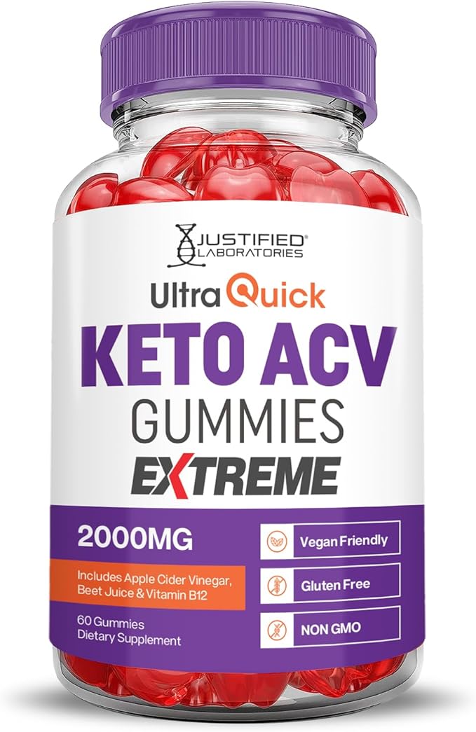 (5 Pack) Ultra Quick Keto ACV Gummies Extreme 2000MG Ultraquick Keto Gummies Apple Cider Vinegar Formulated with Pomegranate Beet Juice Powder B12 Vegan Non GMO 300 Gummys