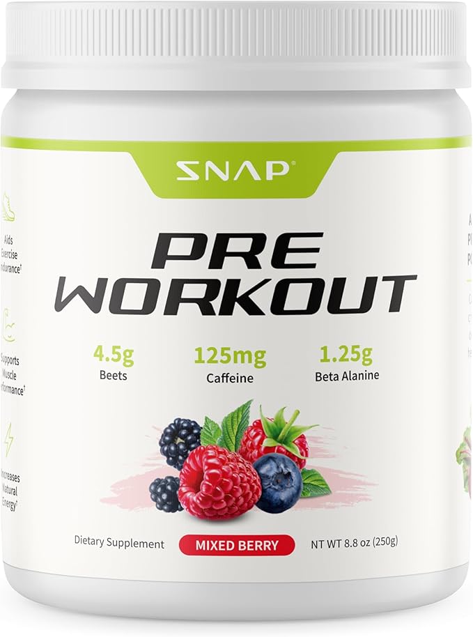 Snap Supplements Preworkout Beet Root Powder, Nitric Oxide Pre Workout with Organic Beets, 250g (30 Servings)