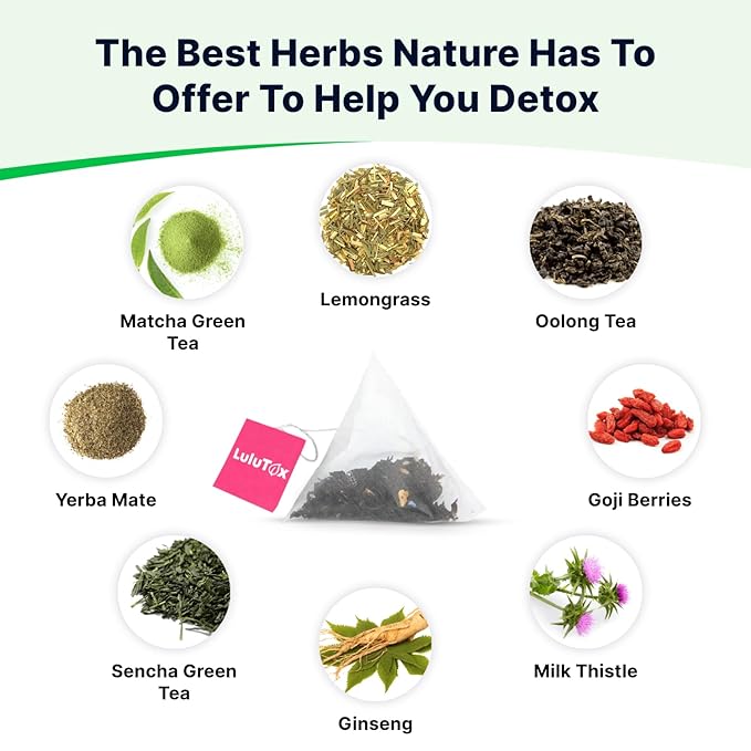 Detox Tea - Herbal Blend with Dandelion, Ginseng, and Ginger - Supports A Healthy Weight, Digestive Health - Vegan, All Natural, Laxative-Free - Peach Flavor (28 Servings)