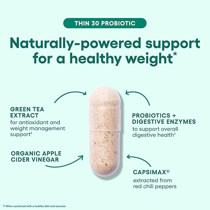 Physician's CHOICE Probiotics for Weight Management & Bloating - 6 Probiotic Strains - Prebiotics - Key ingredient Cayenne & Green Tea - Supports Gut Health - Weight Management for Women & Men - 30 CT